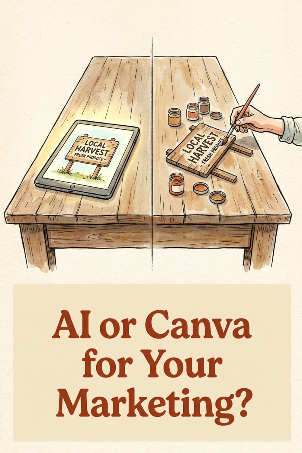 Pinterest pin: AI or Canva for Your Marketing?